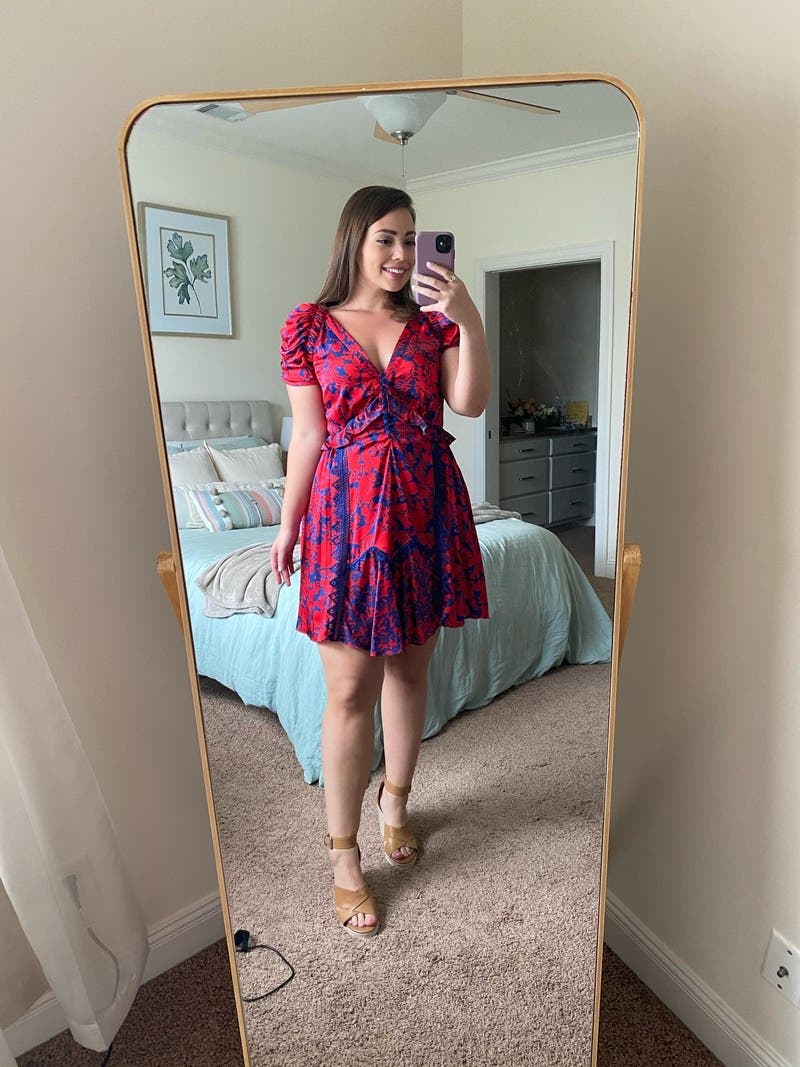 Red Floral Mini Dress by Self-Portrait | Rent the Runway