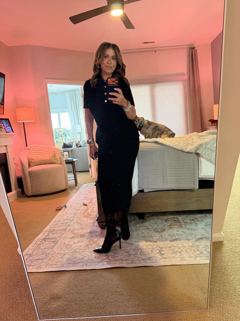 Michael Michael Kors Ribbed Stretch Knit Polo Dress Black Polo Midi Dress  By MICHAEL KORS Rent The Runway