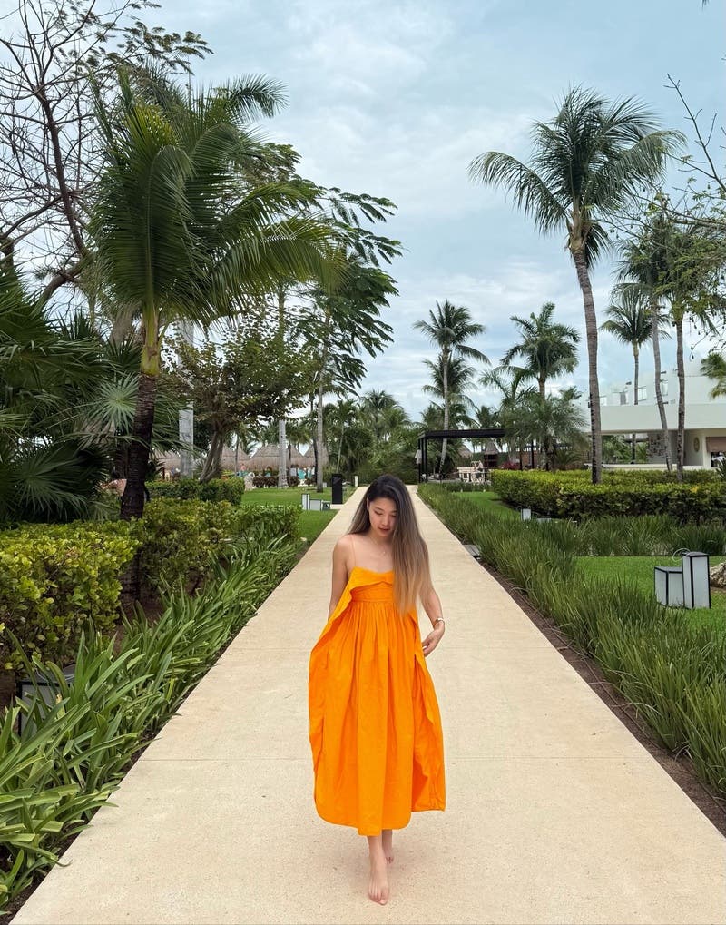 open lace back dress Kiku Bag in Tangerine