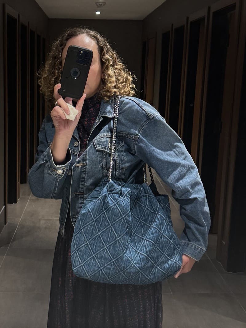 Fleming Denim Hobo Bag by Tory Burch Accessories | Rent the