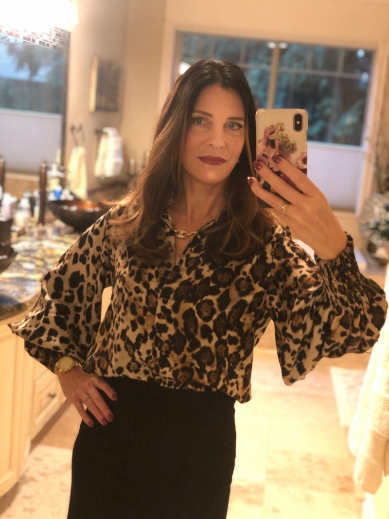 【新品】L'Appartement Leopard Print Blouse Leopard Leopard Printed Mesh Long Sleeve Blouse | GANNI US