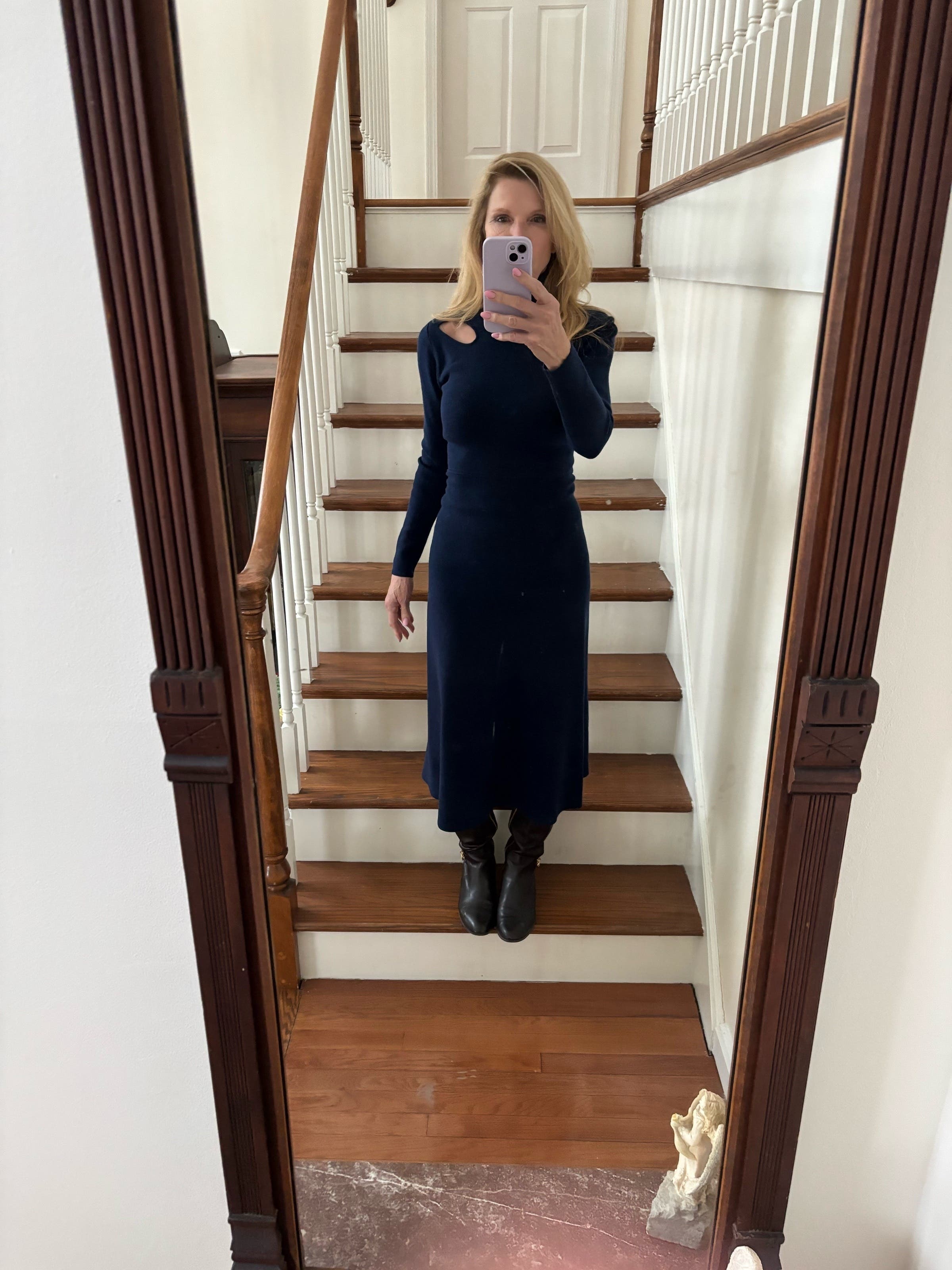 【JASON WU】NAVY VISCOSEミラノリブ ニット ワンピース JASON WU】NAVY VISCOSEミラノリブ ニット ワンピース