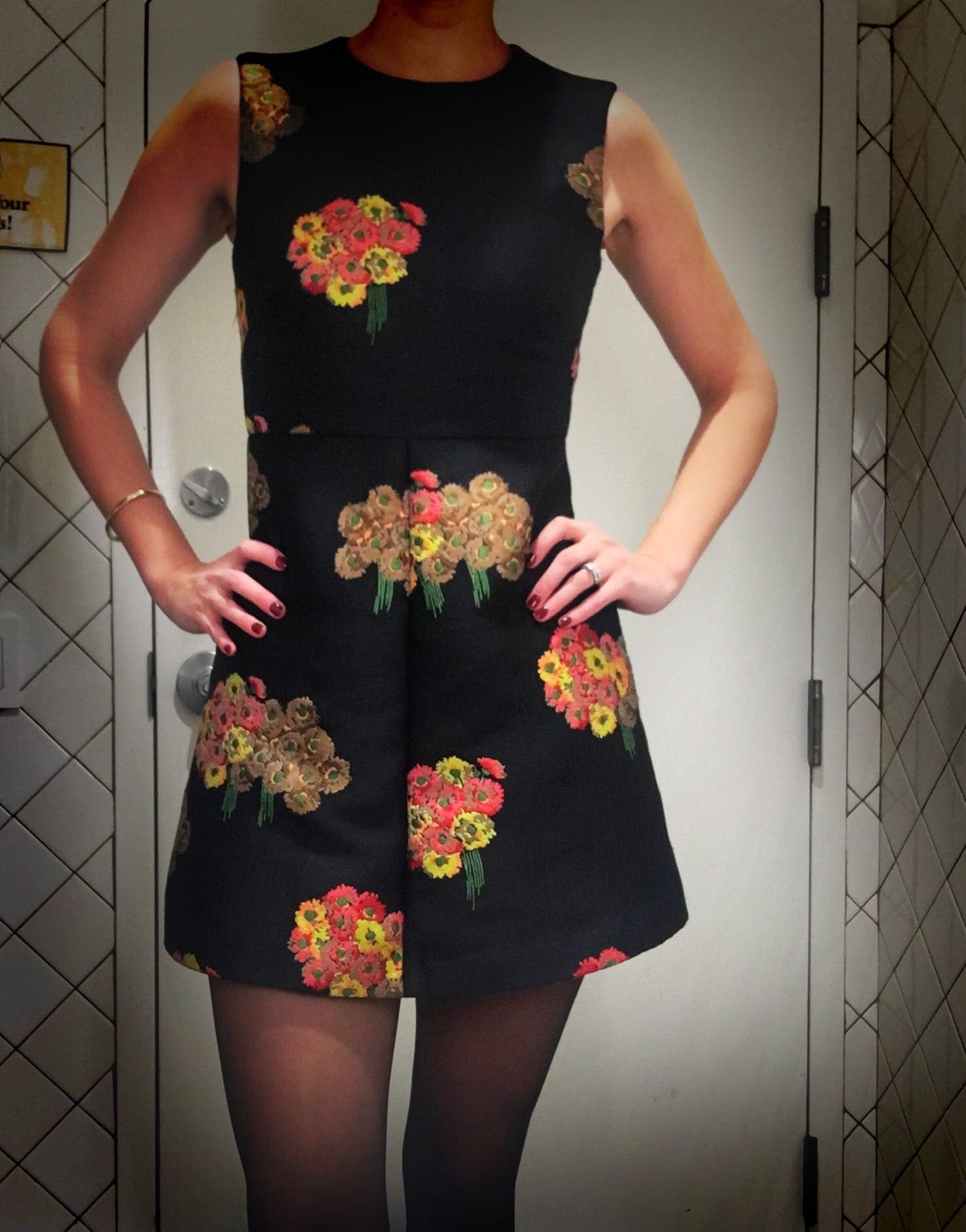 red multi floral mini jacquard dress Black Multi Floral Jacquard Mini Dress - Women's Dresses