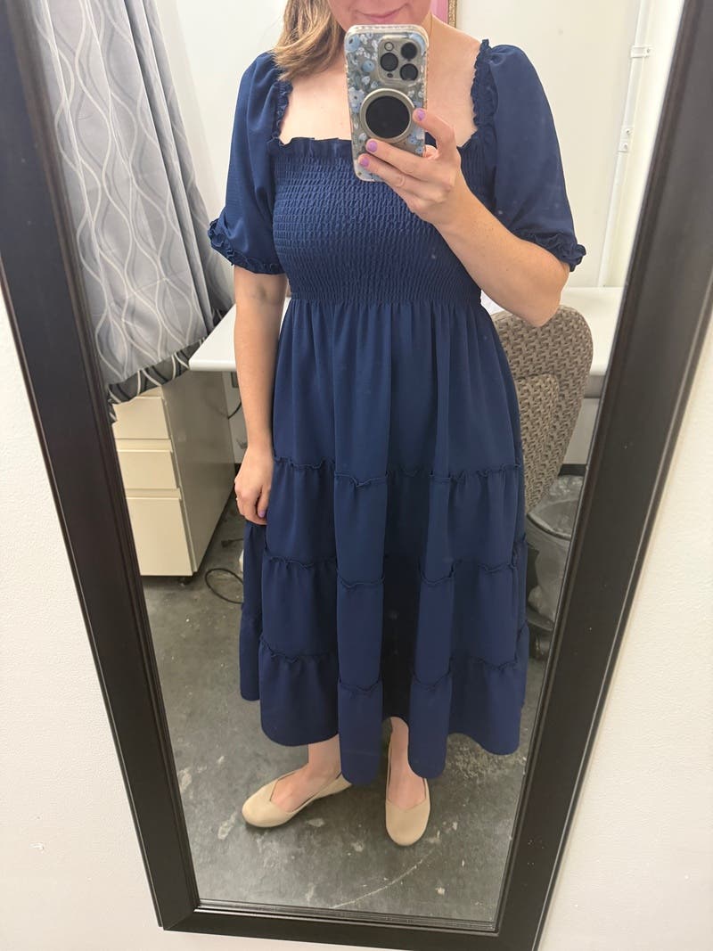 House on the hill dress ネイビー　80cm The Ellie Maxi Nap Dress - Navy Stripe – Hill House Home