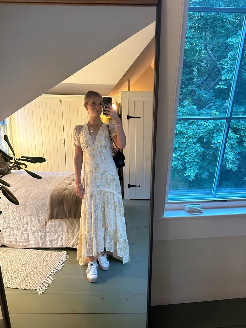 【LOVESHACKFANCY】 Tink lace-trimmed maxi dress ミニドレス Tink Dress by LoveShackFancy | Rent the Runway