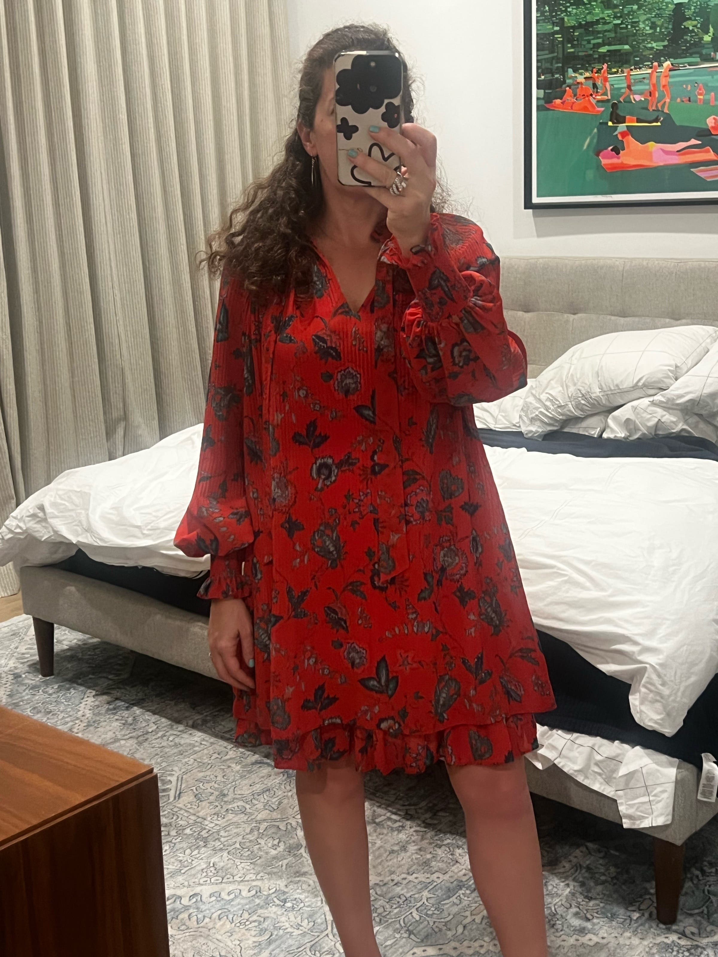 Red Floral Pleated Dress by Derek Lam 10 Crosby x RTR | Rent the