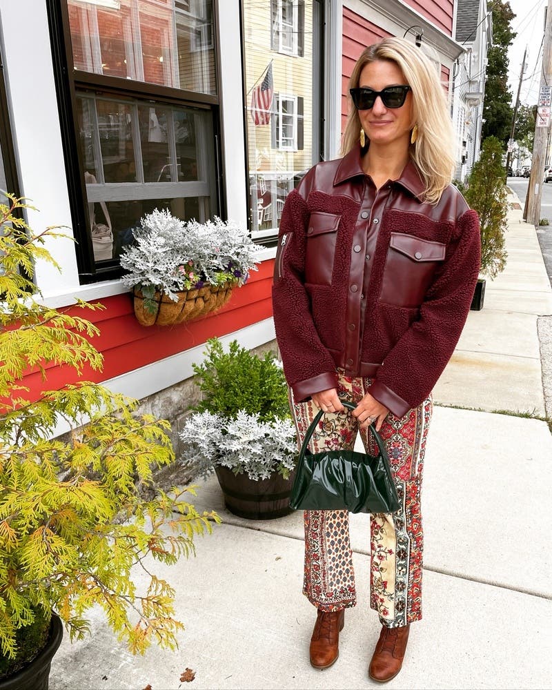 Maroon Sherpa Jacket by Peter Som x RTR | Rent the Runway