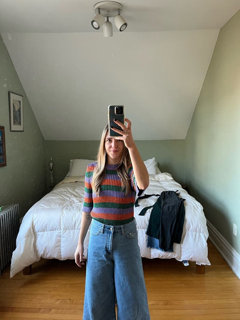 Stripe Lurex Knit Sweater by GANNI | Rent the Runway