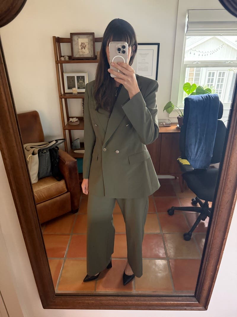 Olive Green Blazer by Maje | Rent the Runway