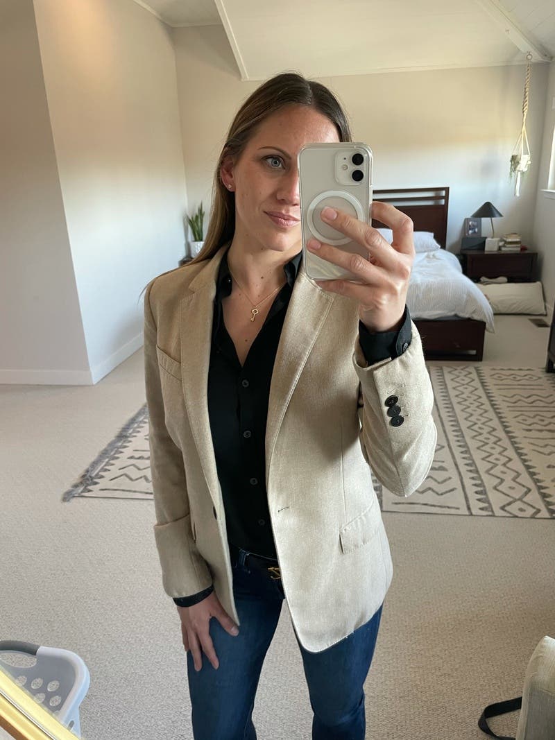 Camel Sleek Staple Blazer by Theory | Rent the Runway