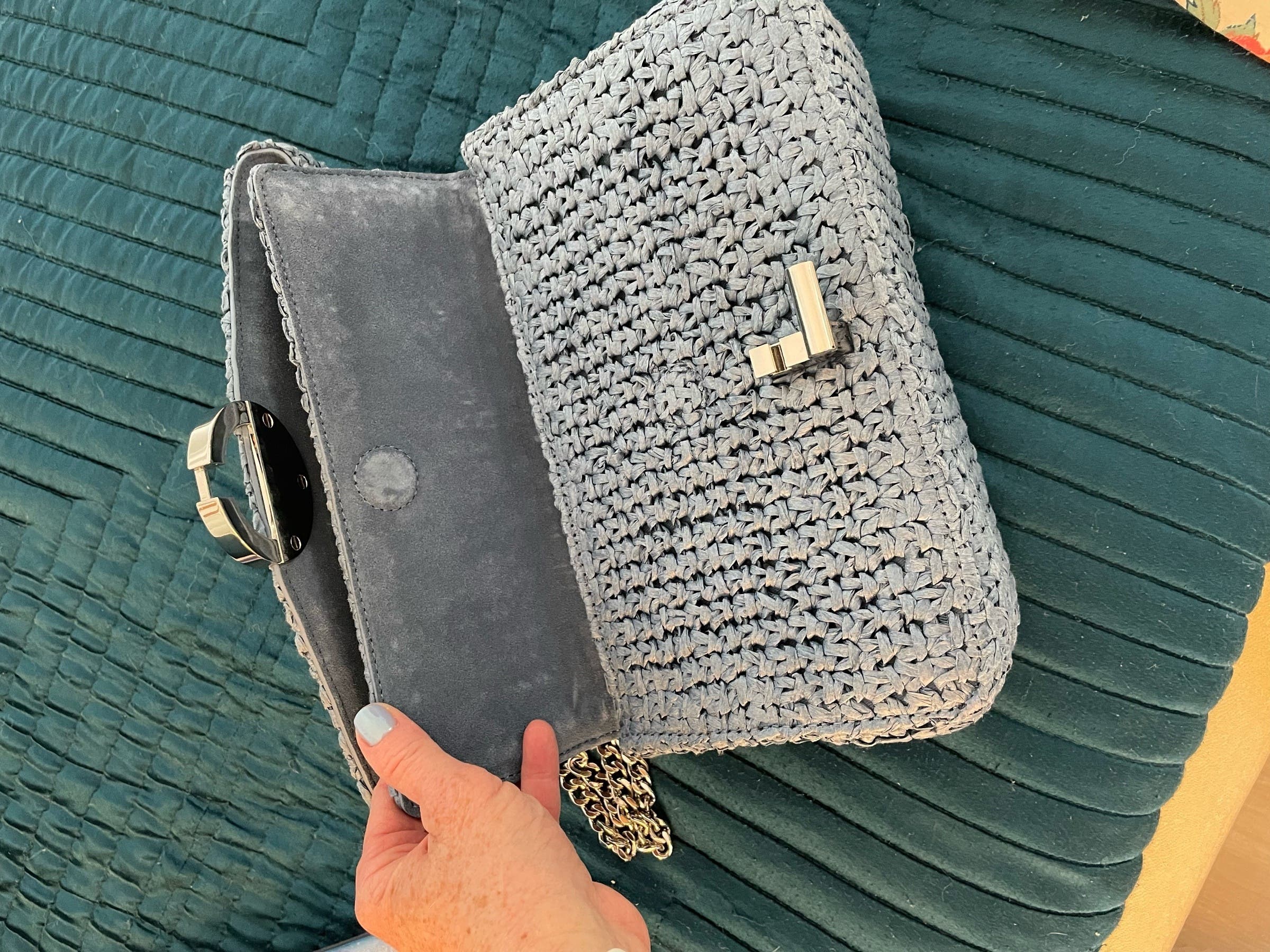 【SANDRO】Yza ブレードラフィア チェーンバッグ ライムグリーン Raffia YZA Bag by Sandro | Rent the Runway