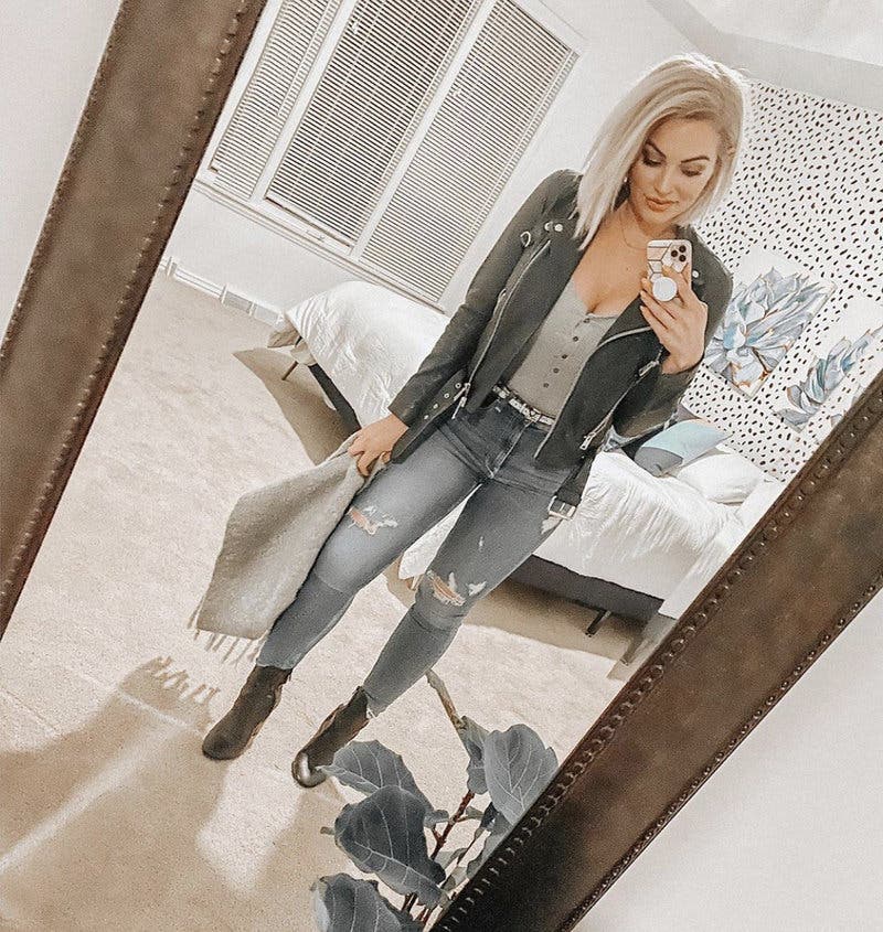 Blue Gidley Leather Jacket by AllSaints | Rent the Runway