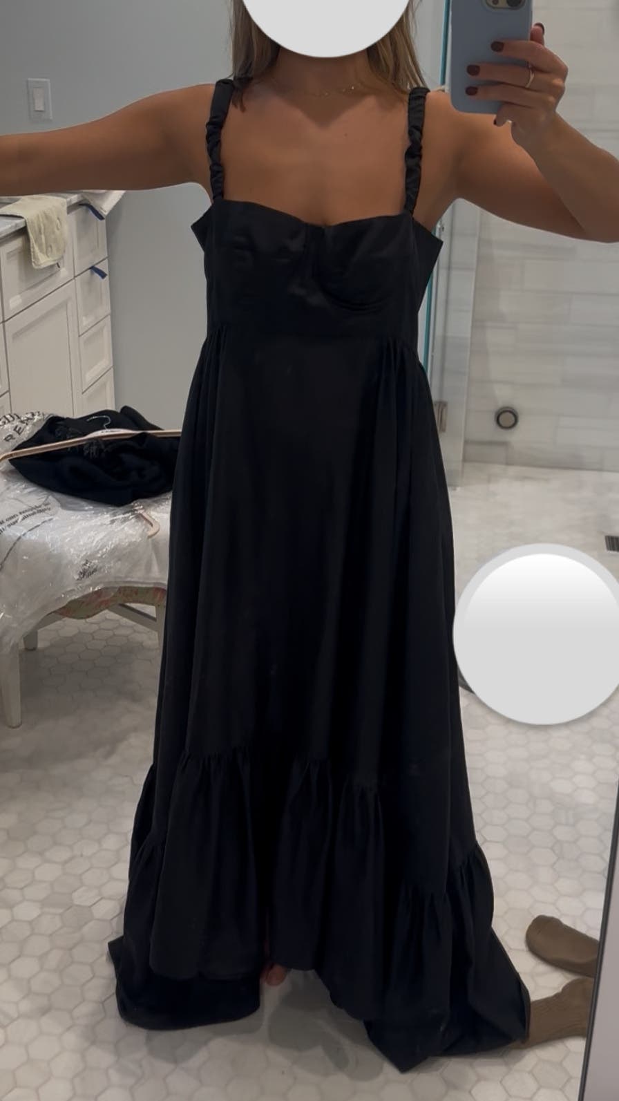 anna october snowdrop asymmetric cotton blend maxi dress Anna October Snowdrop Asymmetric Cotton-blend Maxi Dress in Black