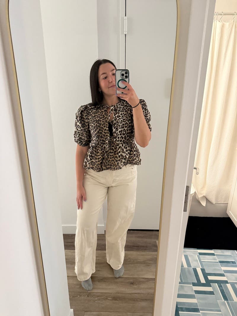 Printed Cotton Poplin Peplum Blouse by GANNI | Rent the Runway