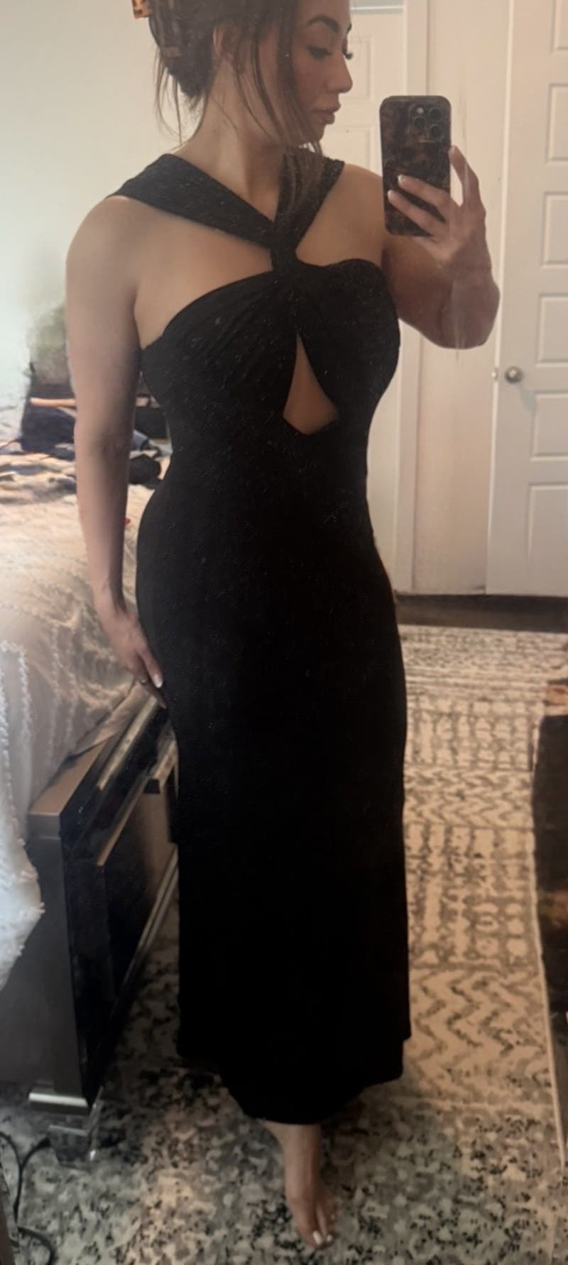 Black Keyhole Halter Gown by Ieena for Mac Duggal | Rent the Runway Black Keyhole Halter Gown by Ieena for Mac Duggal | Rent the Runway