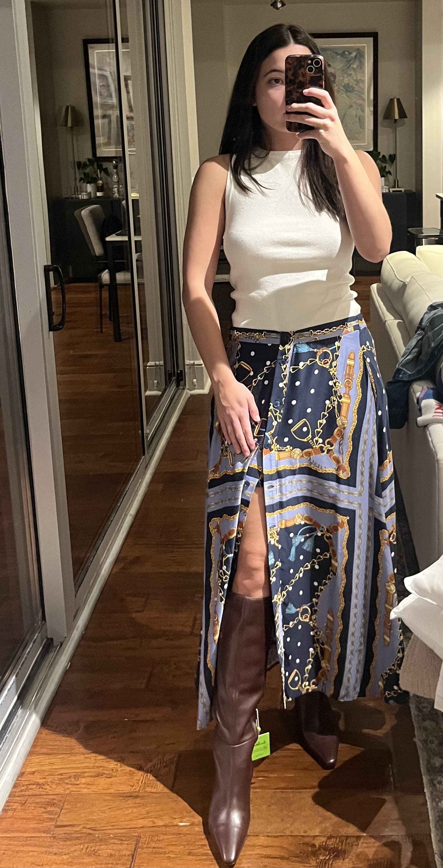 Chain Scarf Print Skirt by Maje | Rent the Runway