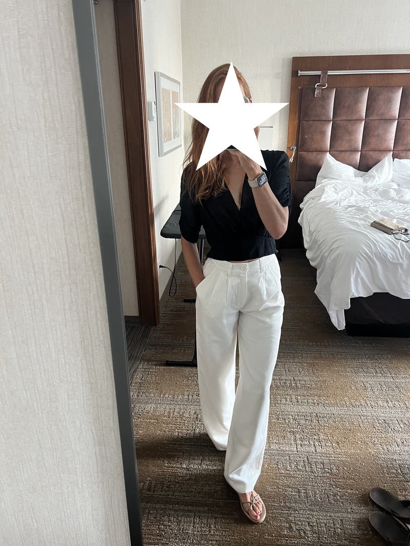 【関税込み】ANINE BING ホワイト Carrie トラウザーズ ANINE BING Carrie Pant - White Linen Blend