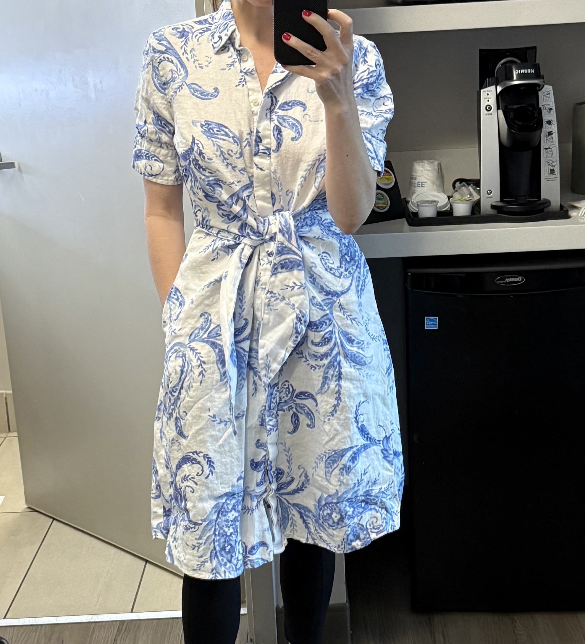 Paisley Tie Front Linen Shirtdress by Lauren Ralph Lauren