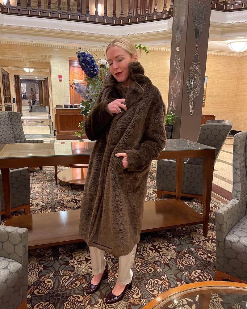 Brown Faux Fur Coat by Sweet Baby Jamie | Rent the Runway