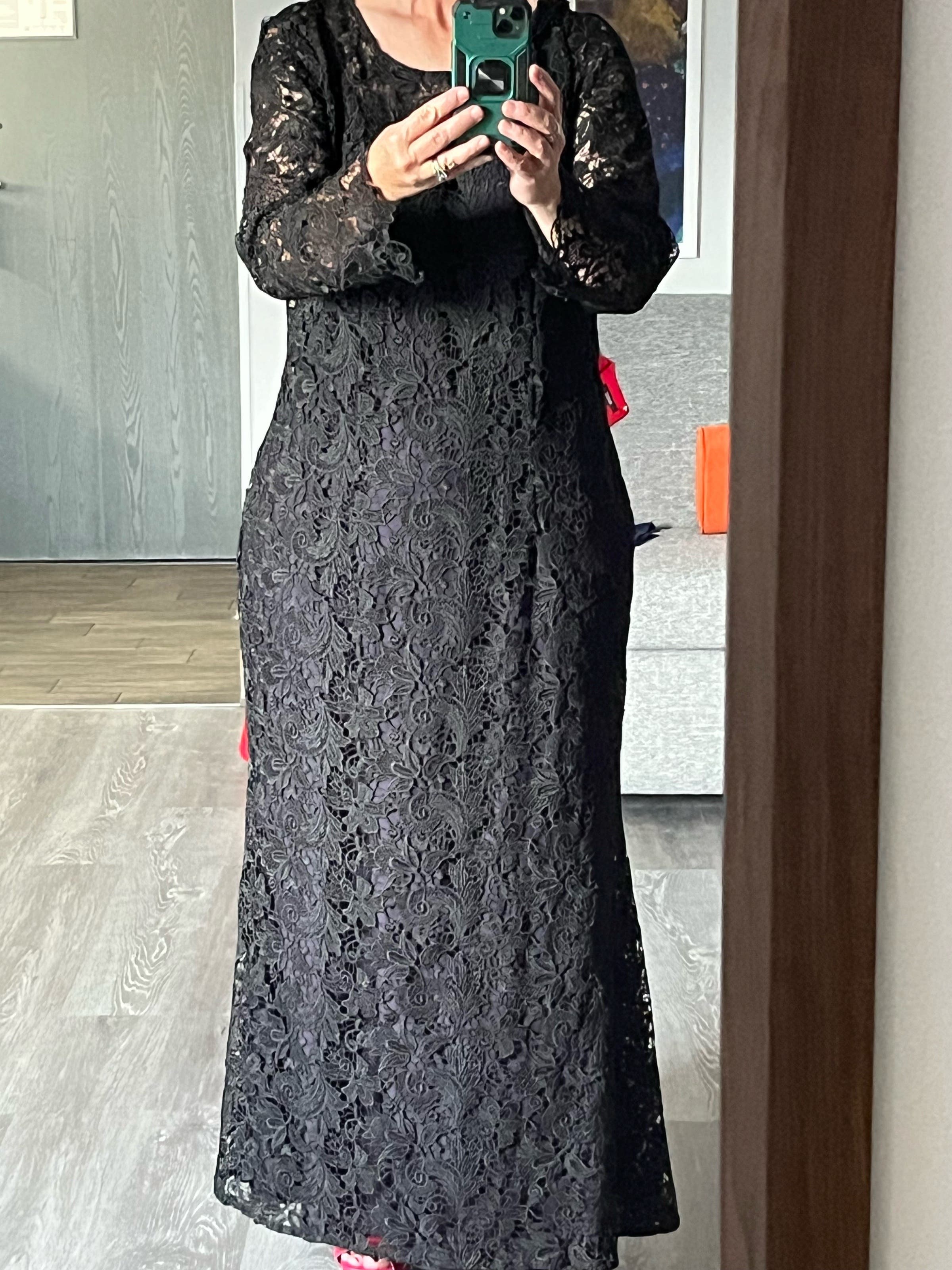 Black Lace Tower Gown by ML Monique Lhuillier | Rent the Runway