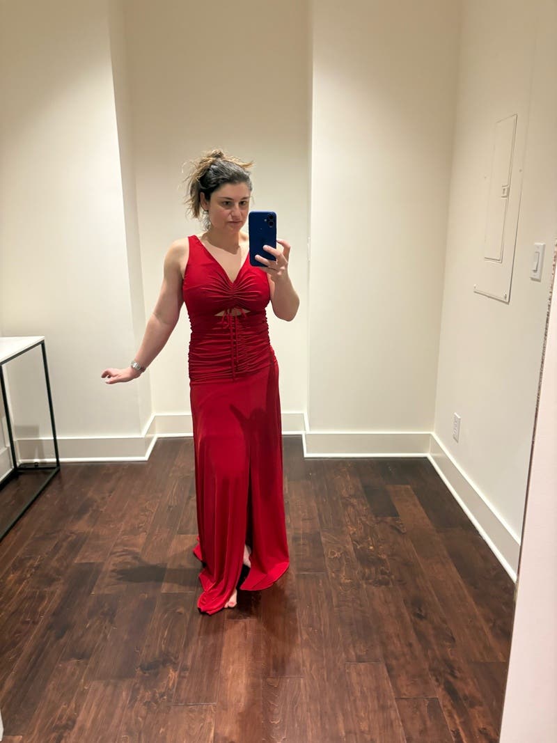 knee length red bodycon dress Everlee Plus Size Red Long Sleeve Bodycon Dress Hello Curve