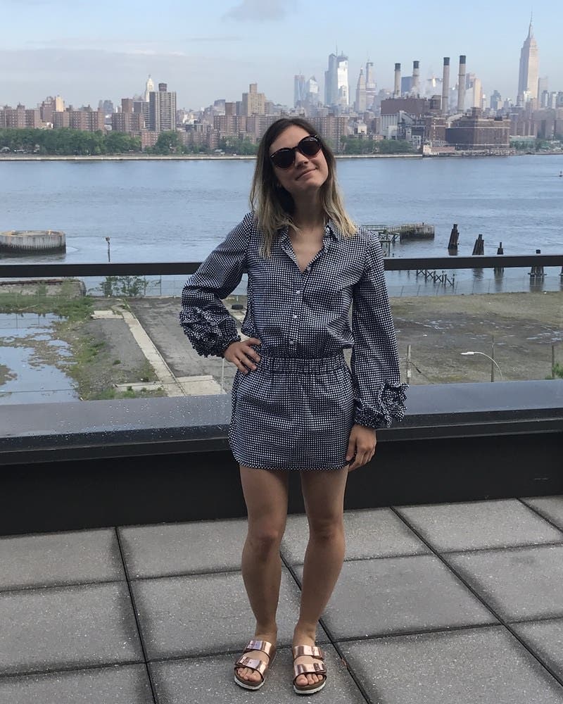 AMERI】MINI CHECK JACKET ROMPERS AMERI】MINI CHECK JACKET ROMPERS