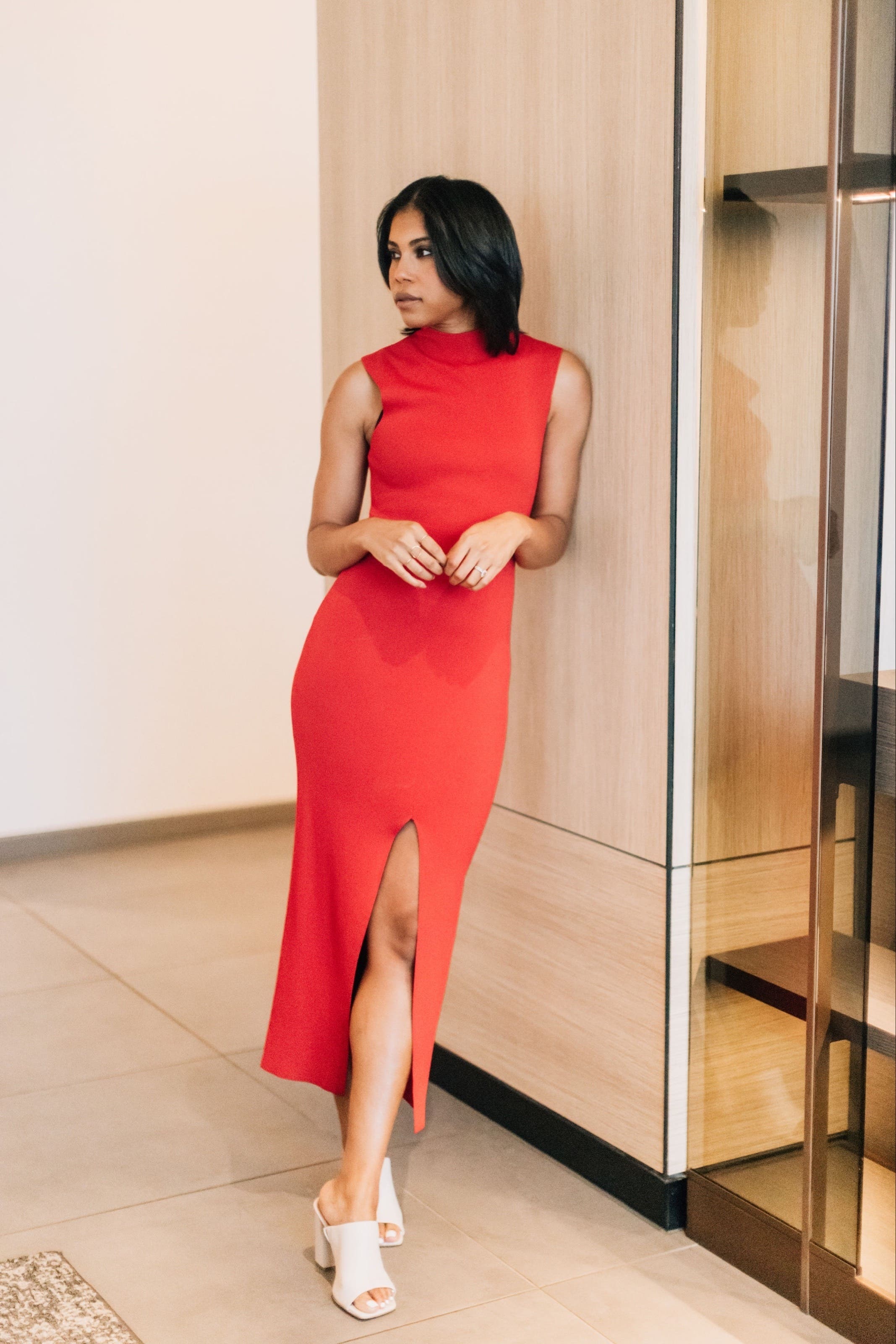 Red Front Slit Dress by Solace London | Rent the Runway