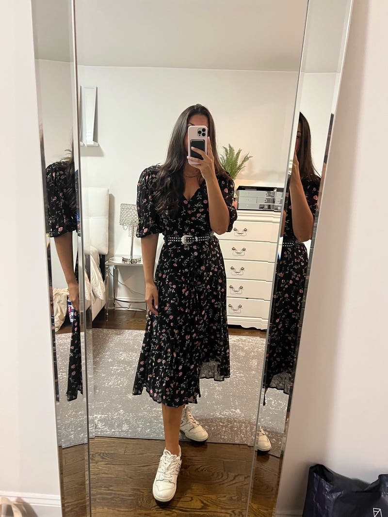 Black Printed Midi Dress by GANNI | Rent the Runway