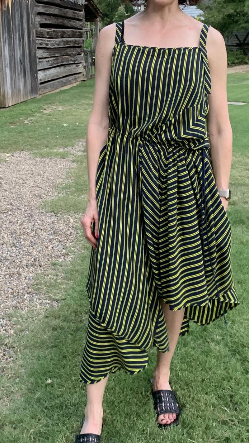 Striped Asymmetric Dress by Nina Ricci | Rent the Runway
