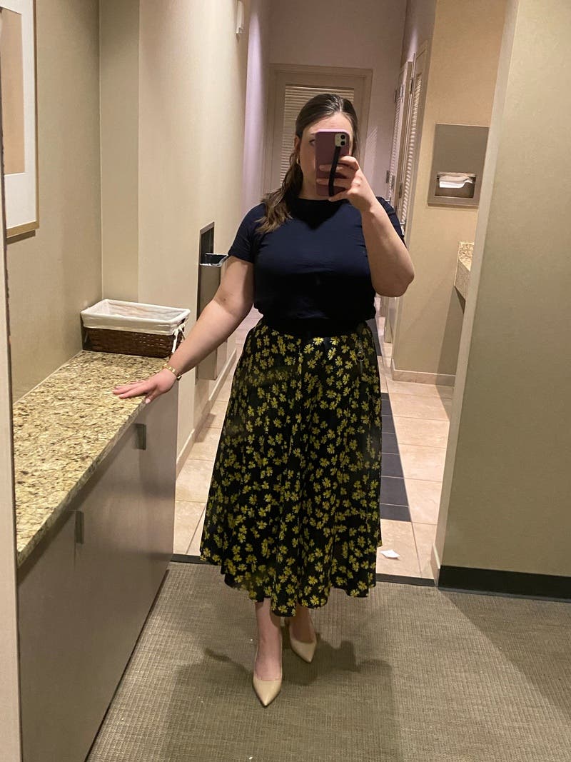Navy Floral Pleated Skirt by Derek Lam 10 Crosby x RTR