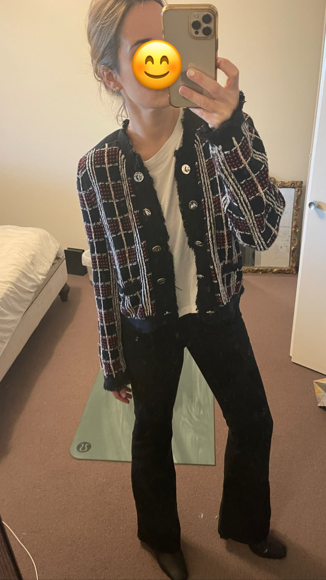 sheller シェリエ check tweed cardigan ブラック check tweed cardigan – shéller / シェリエ