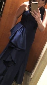 Navy Drama Ruffle Gown by Badgley Mischka for $105 - $120 | Rent the Runway