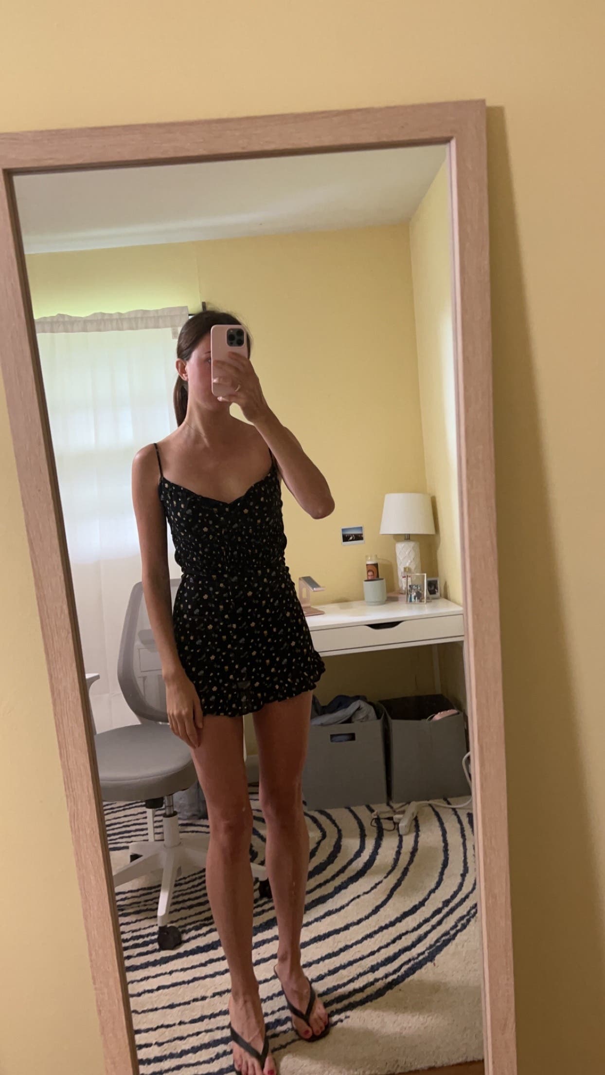 Black Floral Printed Mini Dress by Reformation | Rent the Runway