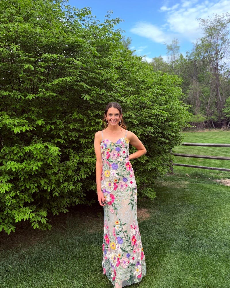 Floral Embroidered Sleeveless Bustier Gown by Ieena for Mac Duggal | Rent  the Runway