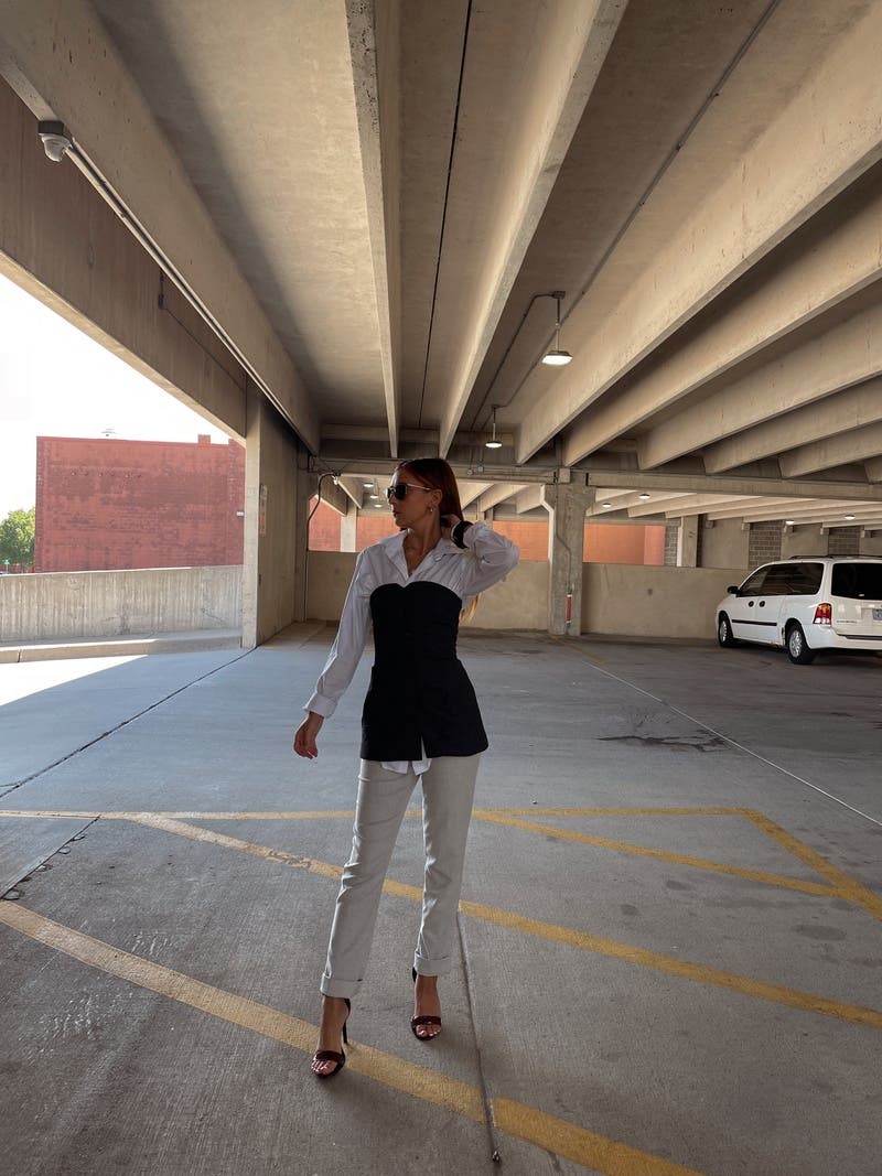 Belted Tuxedo Top by Philosophy di Lorenzo Serafini | Rent