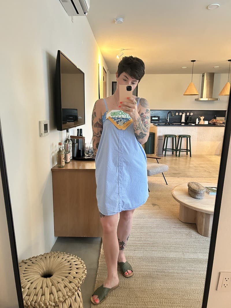【関税&送料込】Moschino Jeans Denim Dress Striped Cotton Mini Dress by Moschino Jeans | Rent the Runway