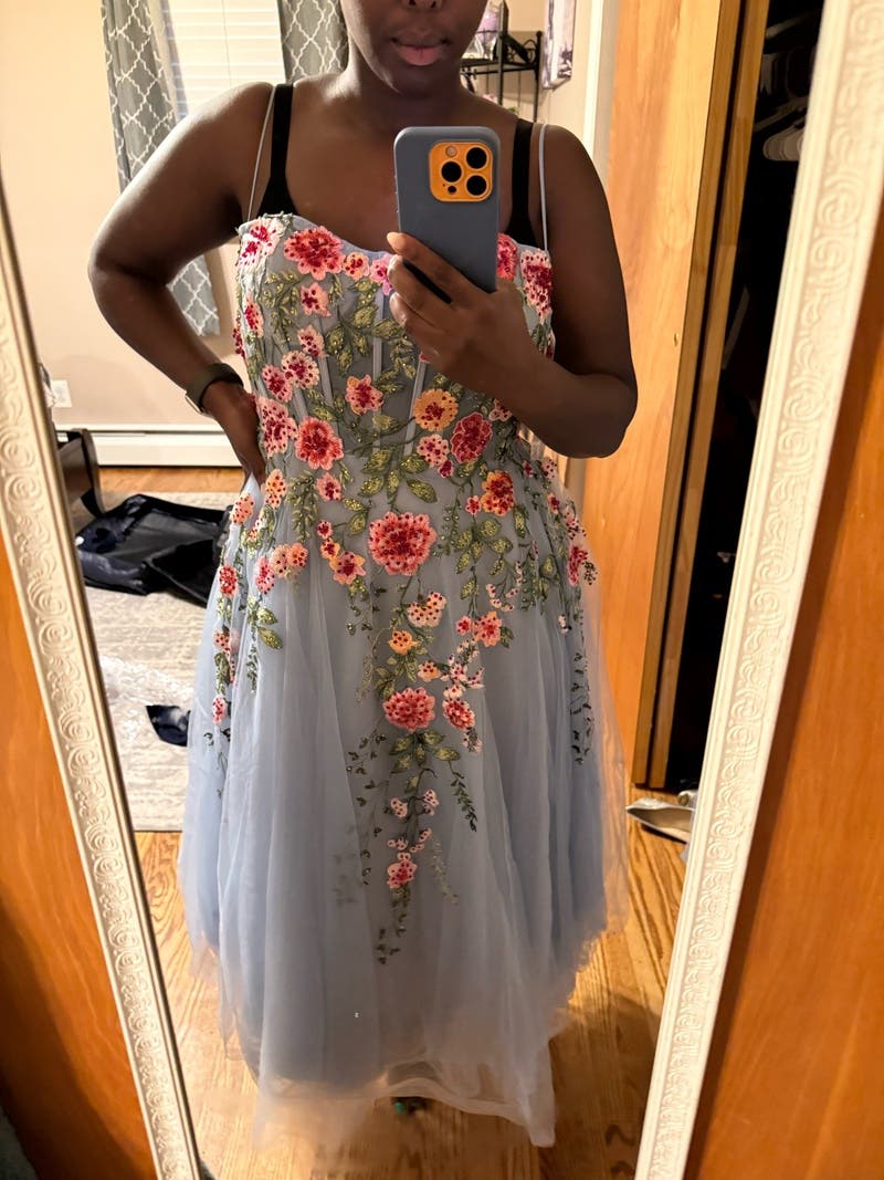 Slim Strap Sheer Bustier Embroidered Dress by Ieena for Mac