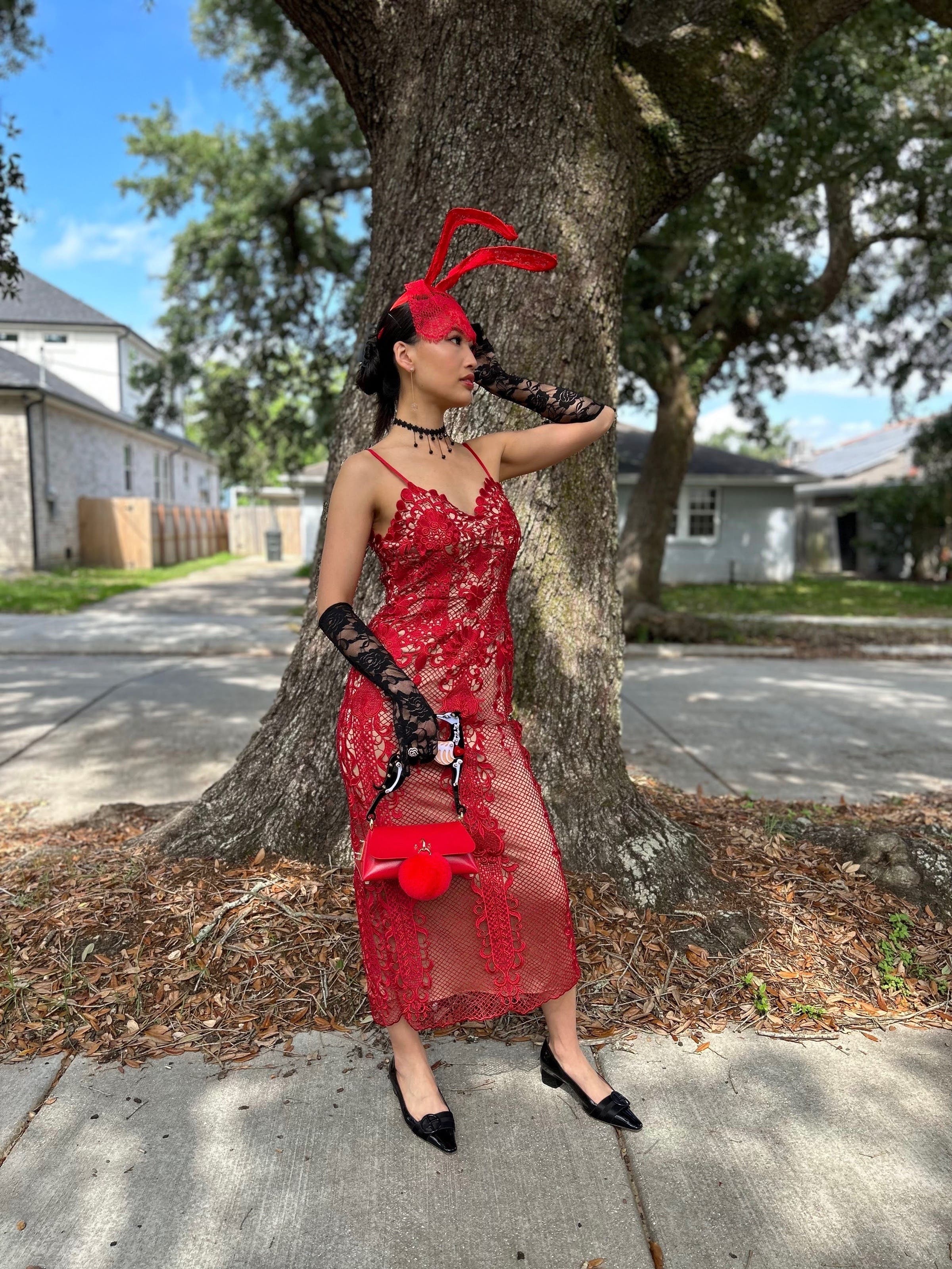 IENA エクストラファインメリノティアードドレス　赤　定価33000円 Red Lace Lena Dress by CATHERINE DEANE | Rent the Runway