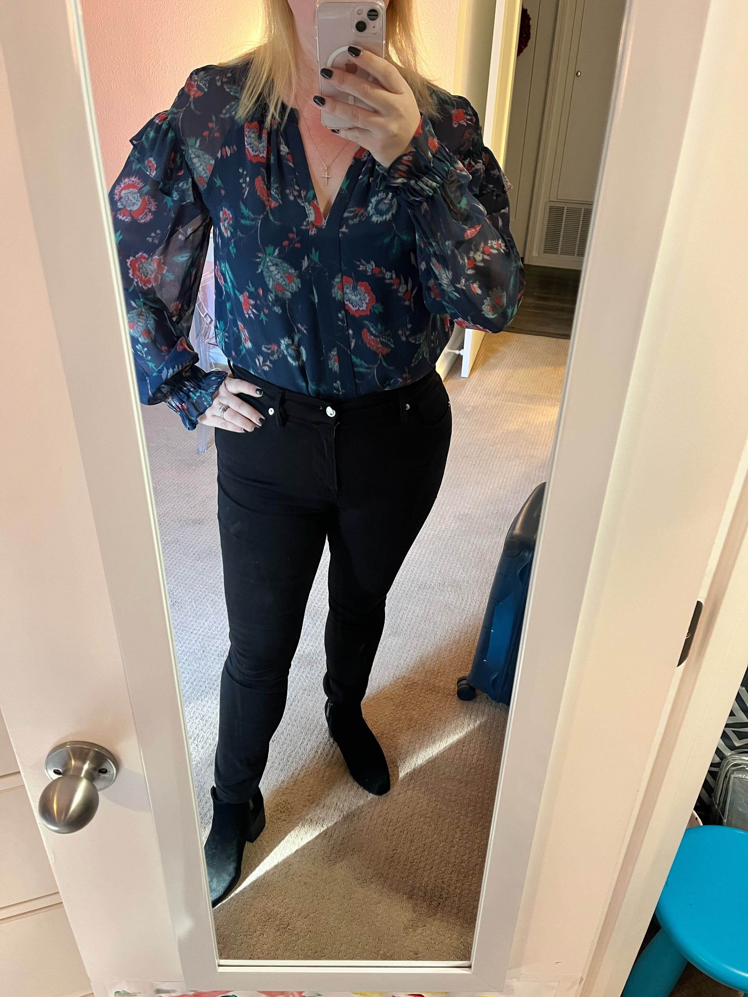 Blue Floral Ruffle Blouse by Derek Lam 10 Crosby x RTR | Rent the