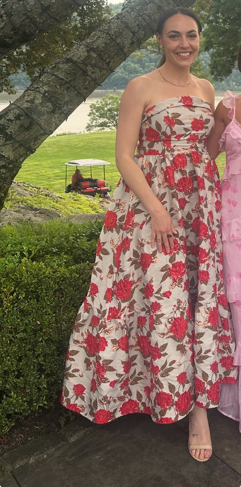 Brocade Strapless Floral Gown by Ieena for Mac Duggal | Rent