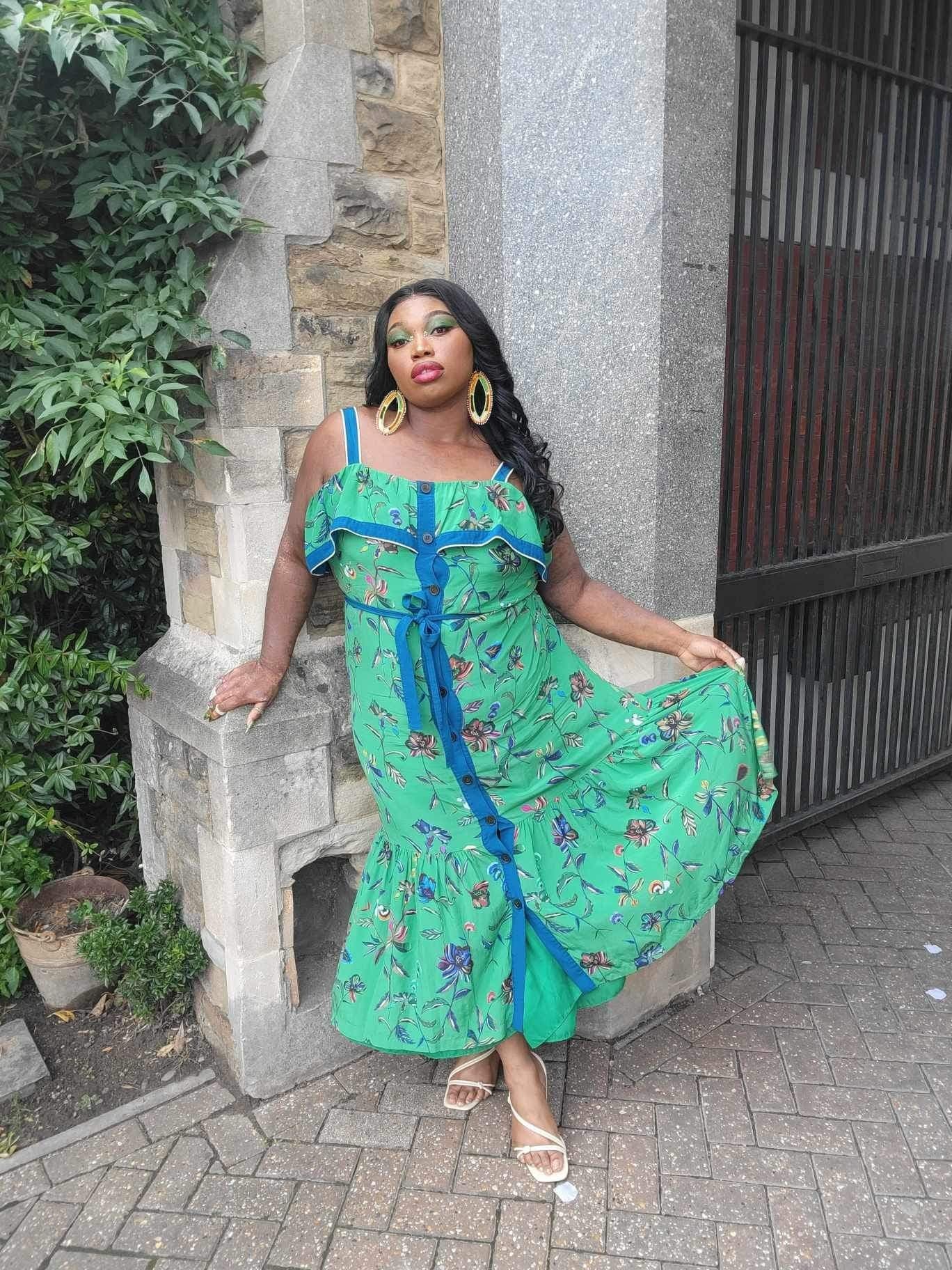 Green Printed Ruffle Cami Dress by Derek Lam 10 Crosby | Rent the