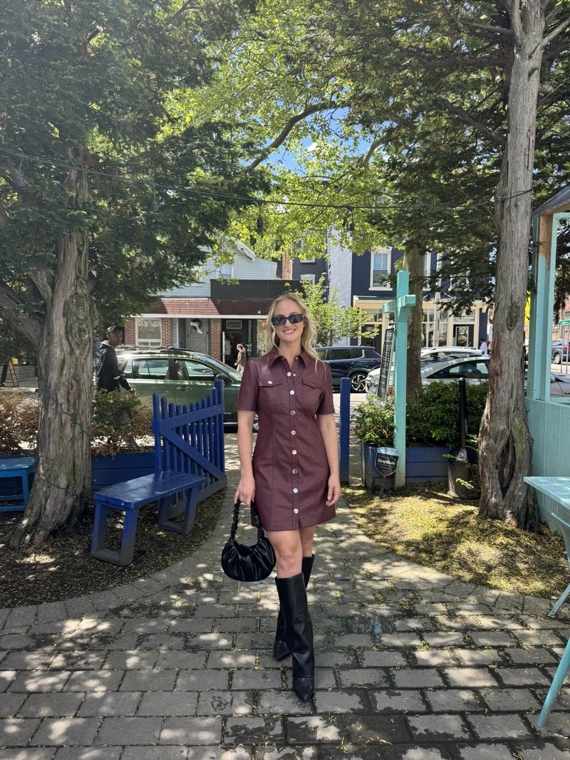 Faux Leather Short Sleeve Dress by TOCCIN X RTR | Rent the