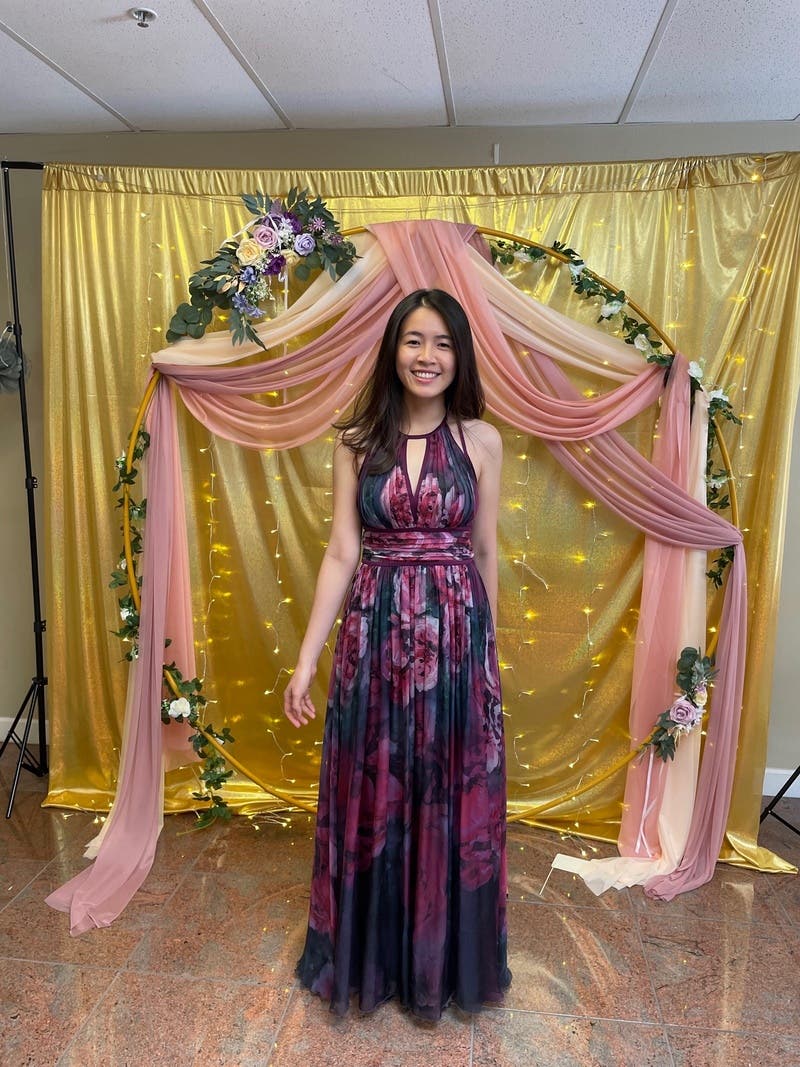 Plum Floral Print Chiffon Gown by Marchesa Notte | Rent the