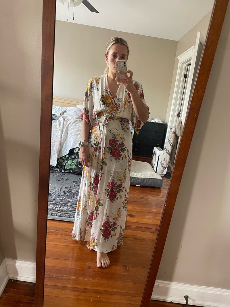 White Floral V-Neck Maxi by Reformation | Rent the Runway