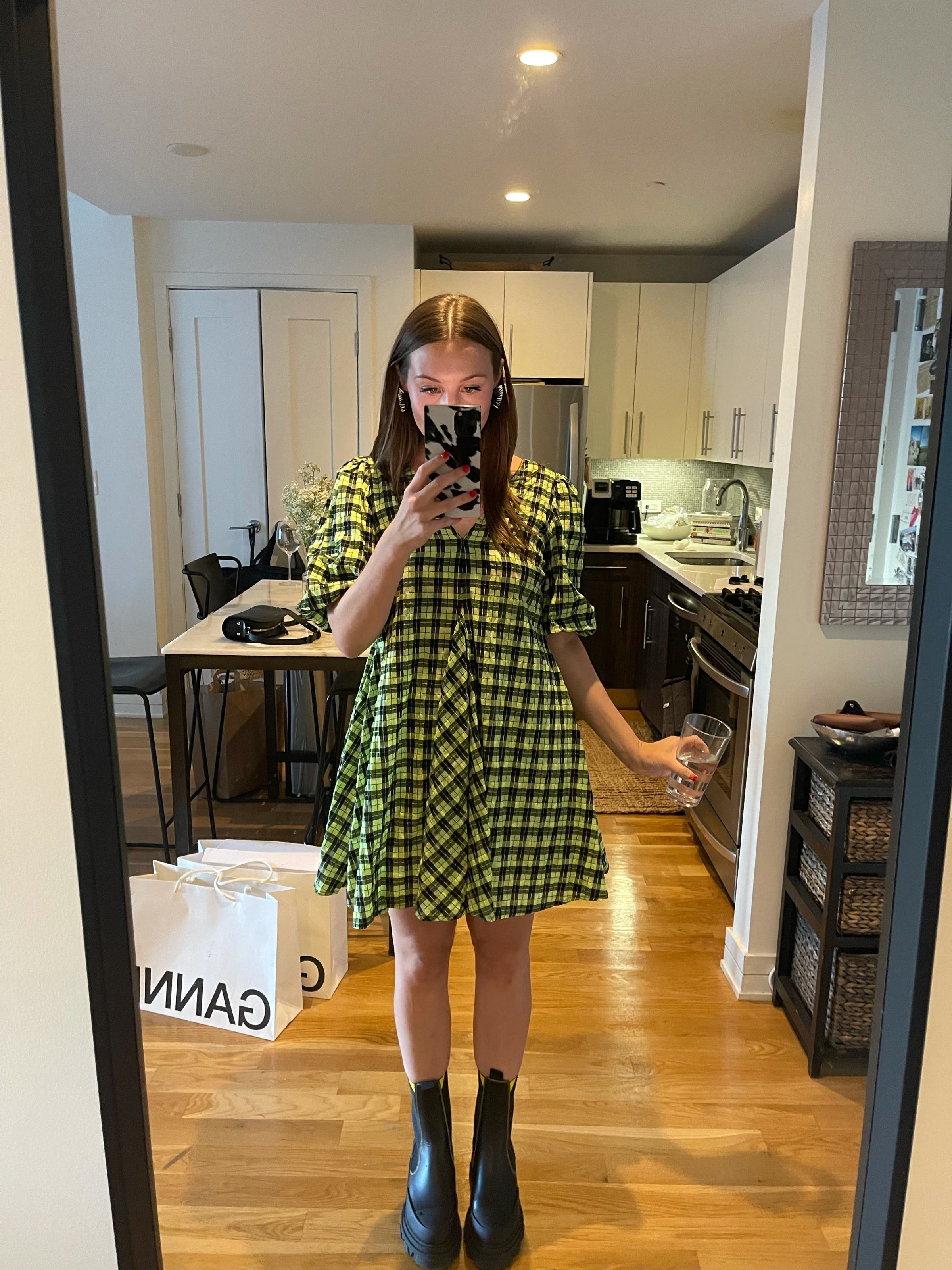 ganni green check dress This Ganni Dress Is The Dress Of The Summer (No, Not That Zara One) |  British Vogue
