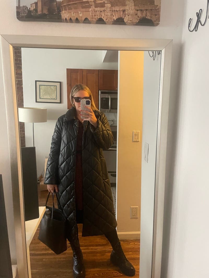 Dorothea Quilted Faux Leather Coat by Stand Studio | Rent