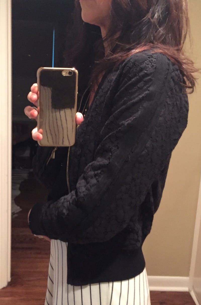 FLORAL LACE BOMBER JACKET