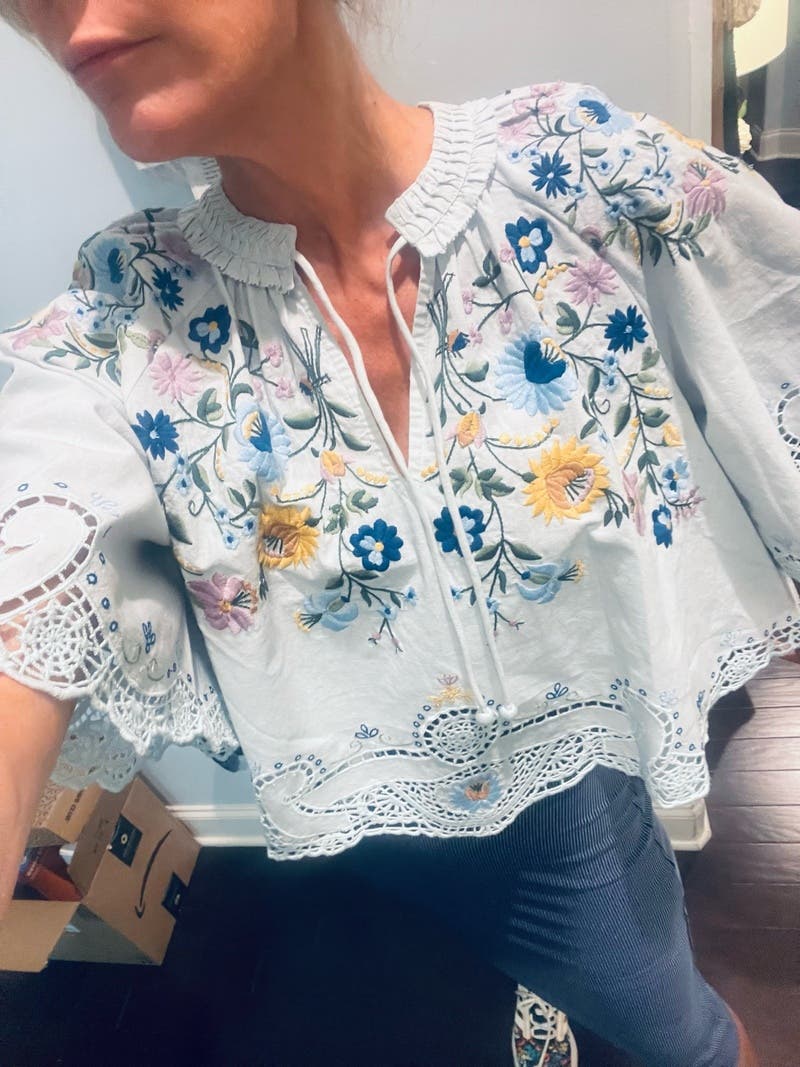 Celia Embroidered Short Sleeve Top by Sea New York | Rent