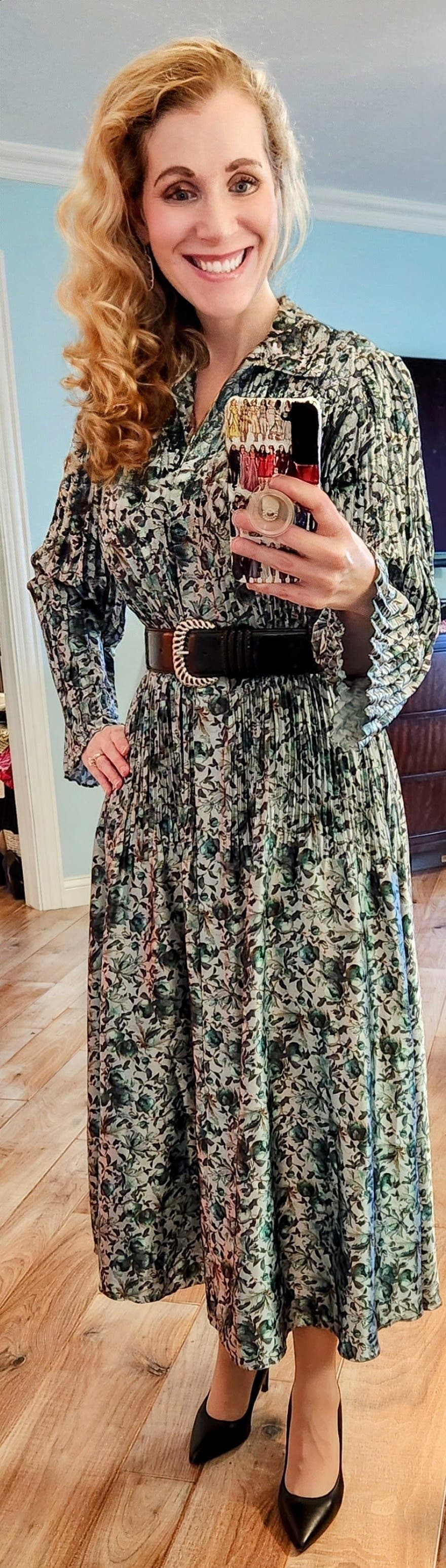 forest blooms shirt dress Forest Green Floral Print Cotton Maxi Dress - Shirt Dresses
