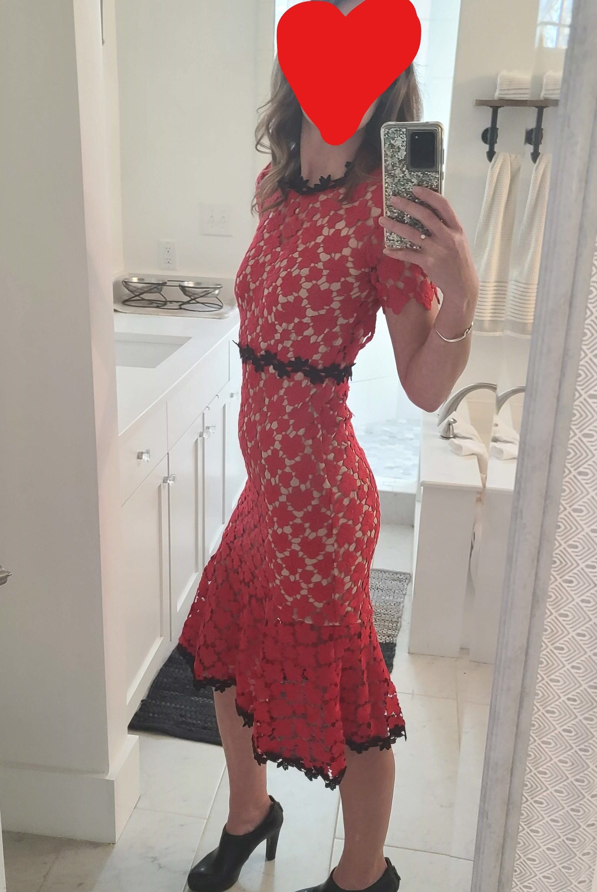 jill stuart cherry lace midi dress Oscar de la Renta Cherry Guipure Lace Midi-Dress